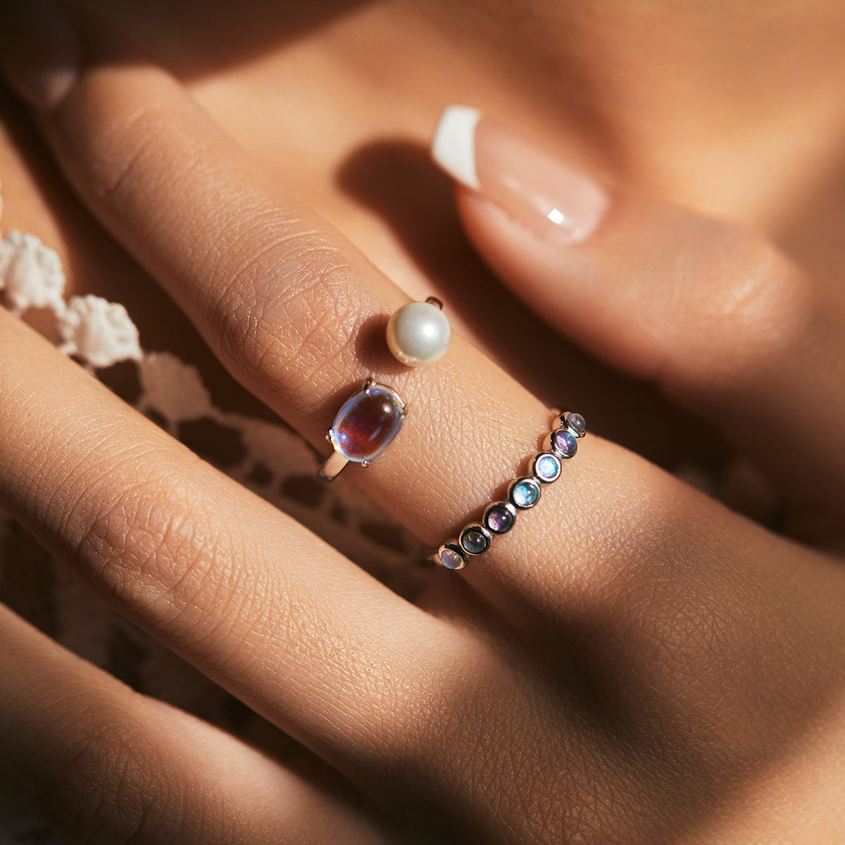 925 Sterling Silver Moon Moonstone Ring