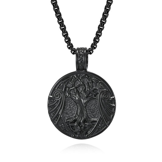 Planderful Personalized Viking Tree of Life Necklace Titanium Steel Unisex Gift for Him or Her Retro Style