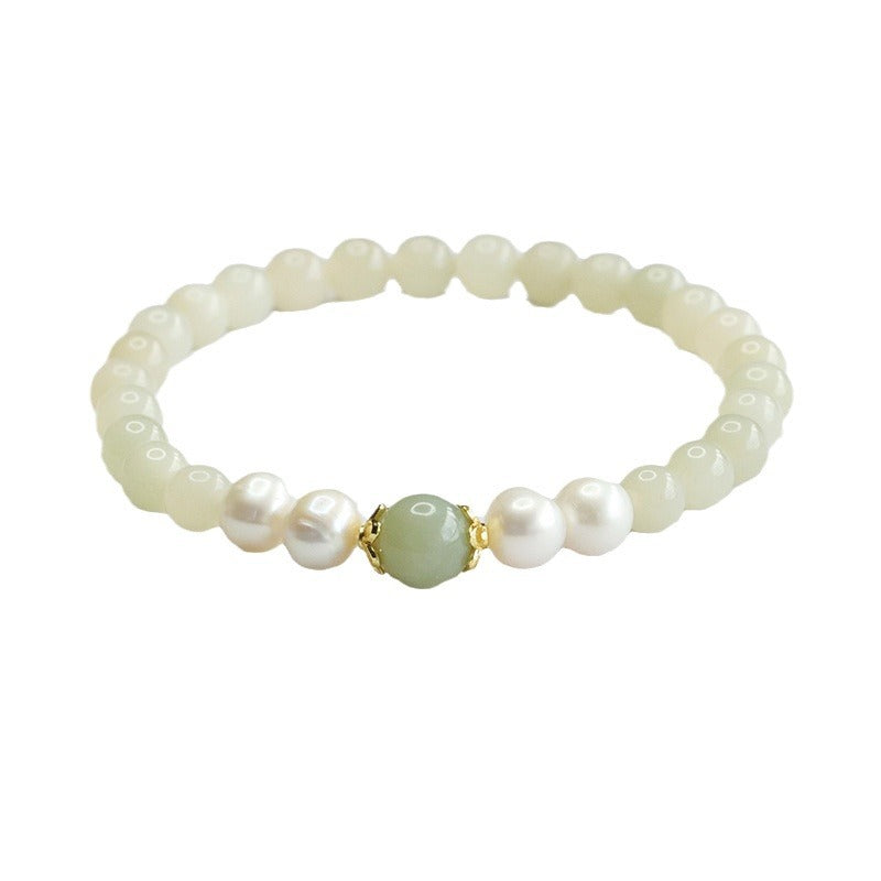 Qingshui Hetian Jade & Freshwater Pearl Bracelet