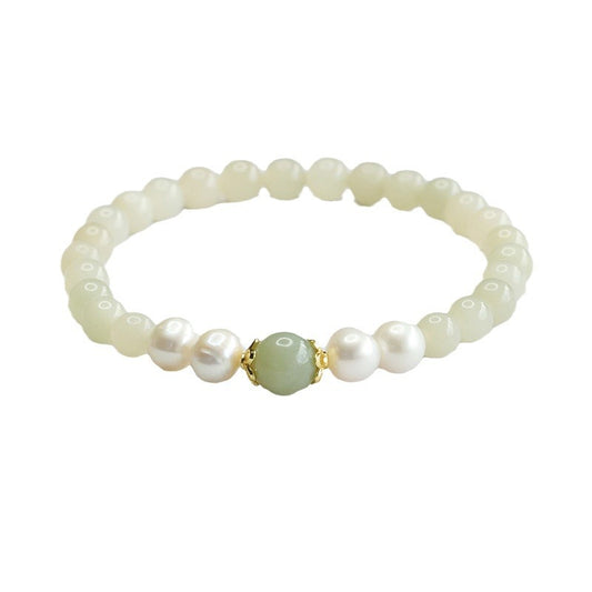 Qingshui Hetian Jade & Freshwater Pearl Bracelet