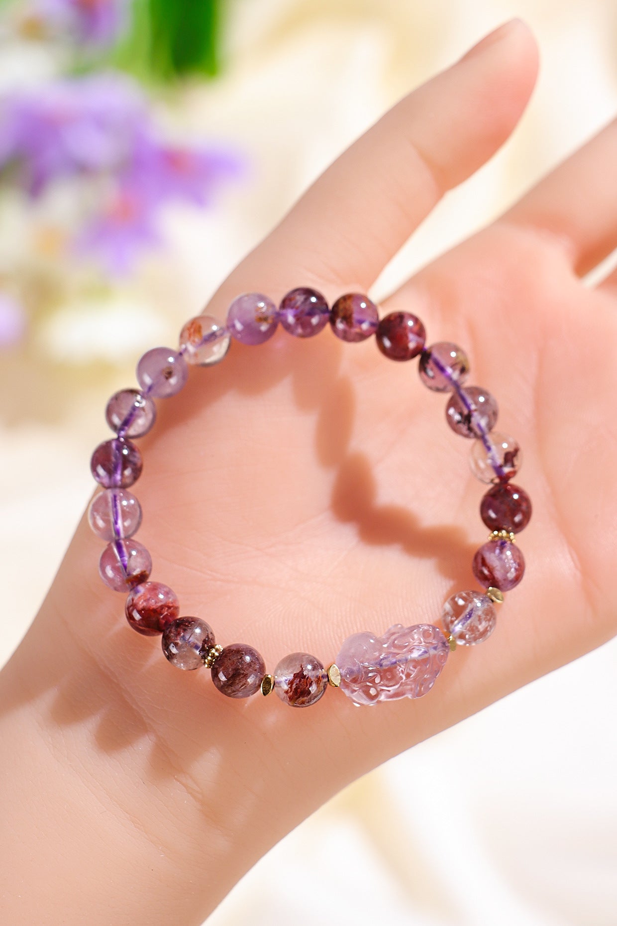 Planderful Fortune's Favor Bracelet – Elegant Amethyst and Golden Cicada Design