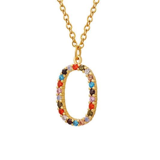 Luxurious Copper Pendant Necklace with Vibrant Zircon Inlay and European Influence