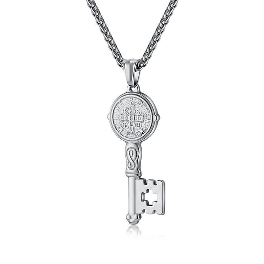 St. Benedict Exorcist Key Necklace Personalized Pendant for Men