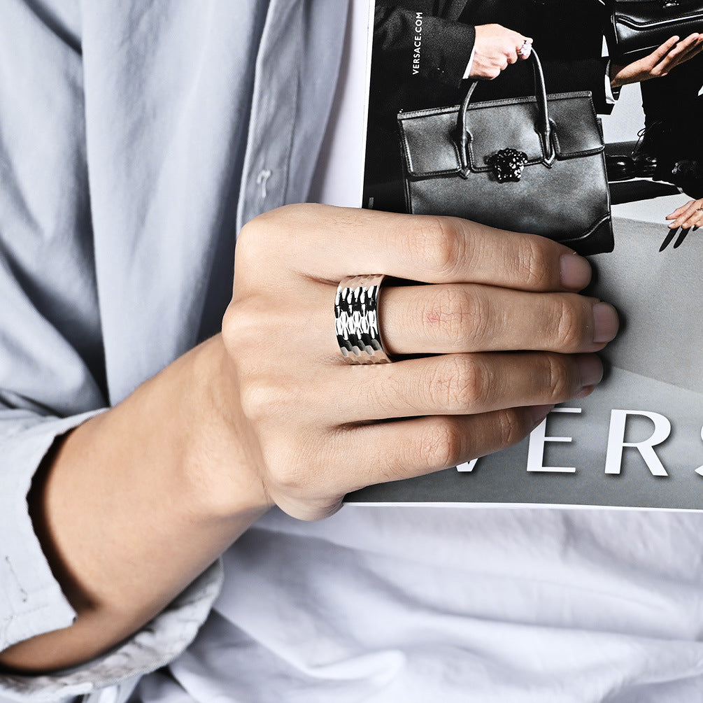 Men's Titanium Steel Honeycomb Pattern Ring for Hipsters