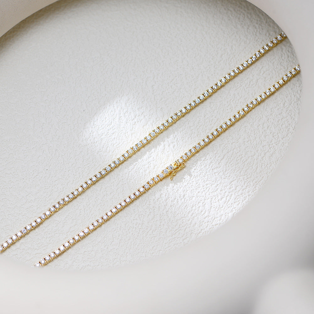 2mm Zircon Tennis Chain S925 Sterling Silver Hip Hop Full Necklace