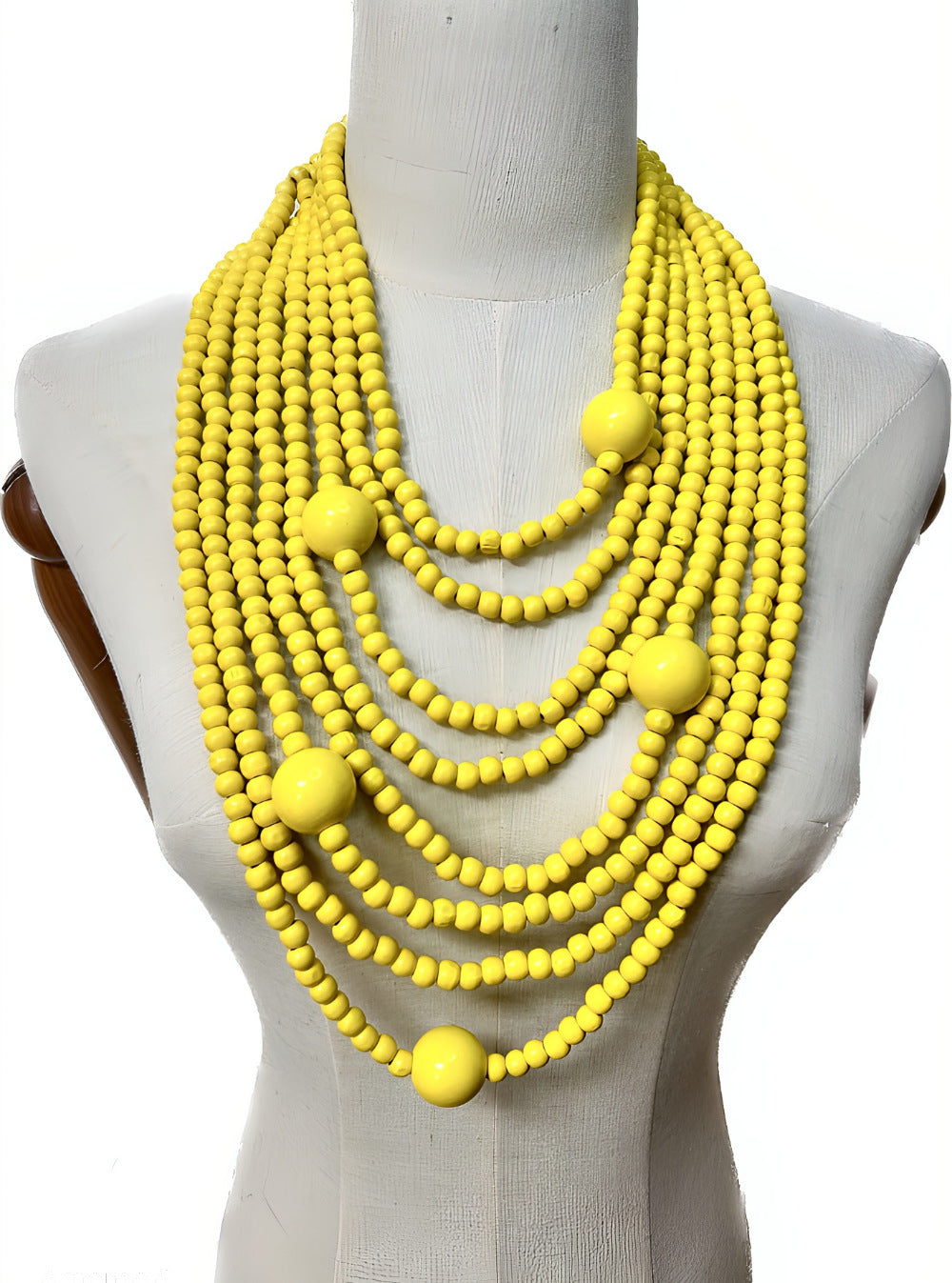 North American Inspired Multi-layer Wooden Bead Necklace with Exaggerated Cross-border Jewelry Elements