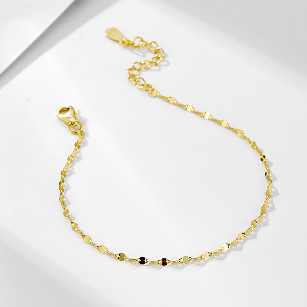 S925 Sterling Silver Plated 14K Gold Bracelet Japanese Design