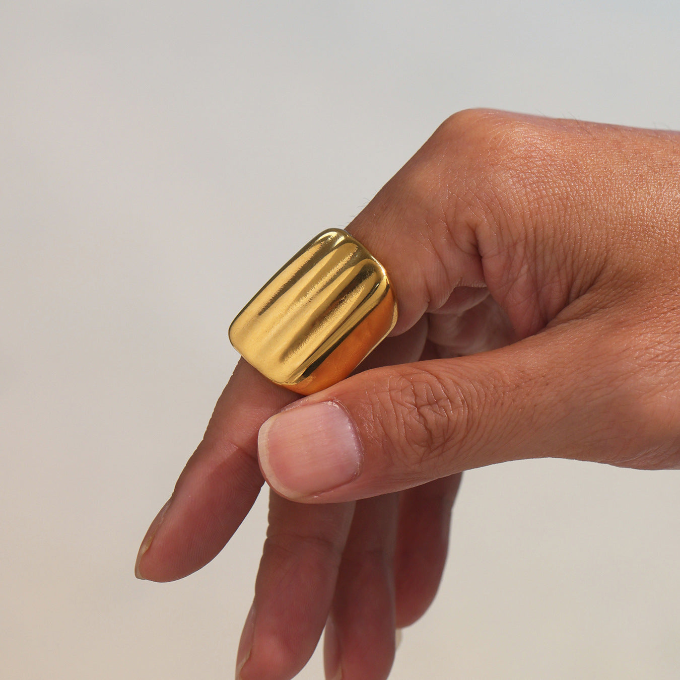 Planderful Geometric Wide Ring 18K Gold Plated Index Finger