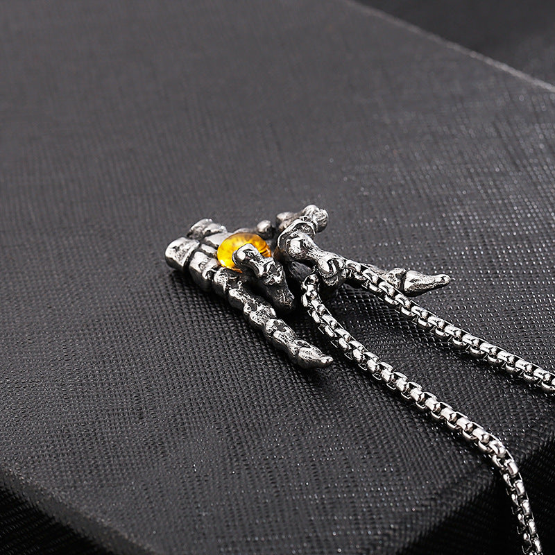 Custom Retro Victory Tiger's Eye Men's Titanium Steel Pendant