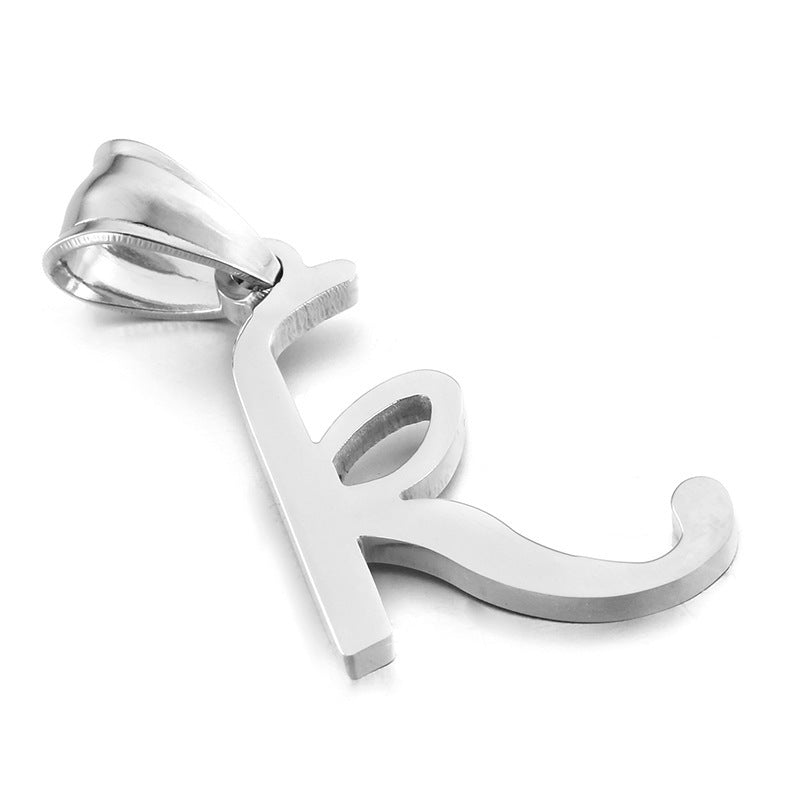 Men's And Women's Letter Pendants, Stainless Steel Glossy 26-Letter Titanium Steel Necklace