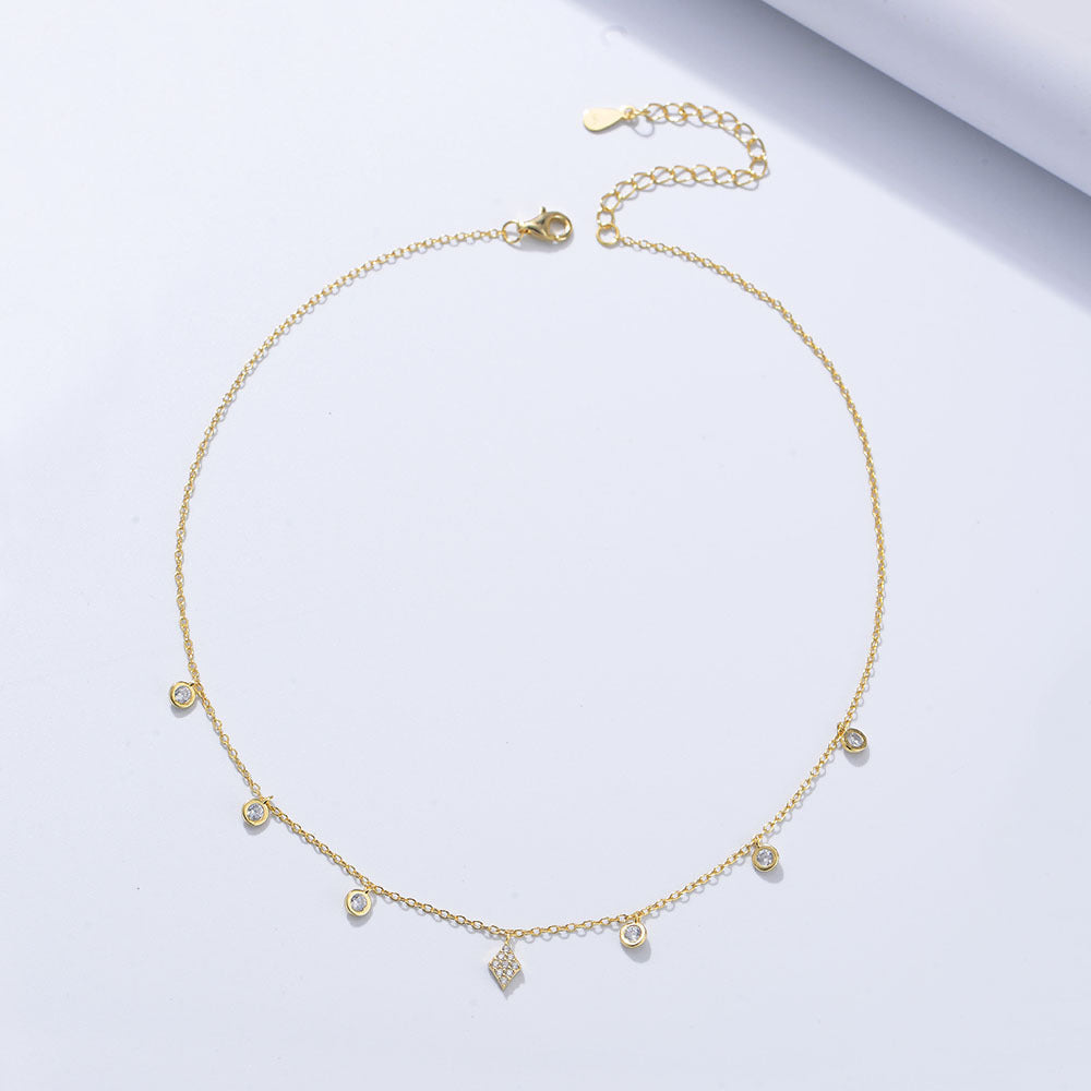 Style S925 Sterling Silver Inlaid Zircon Choker Necklace Femininity Sexy Short