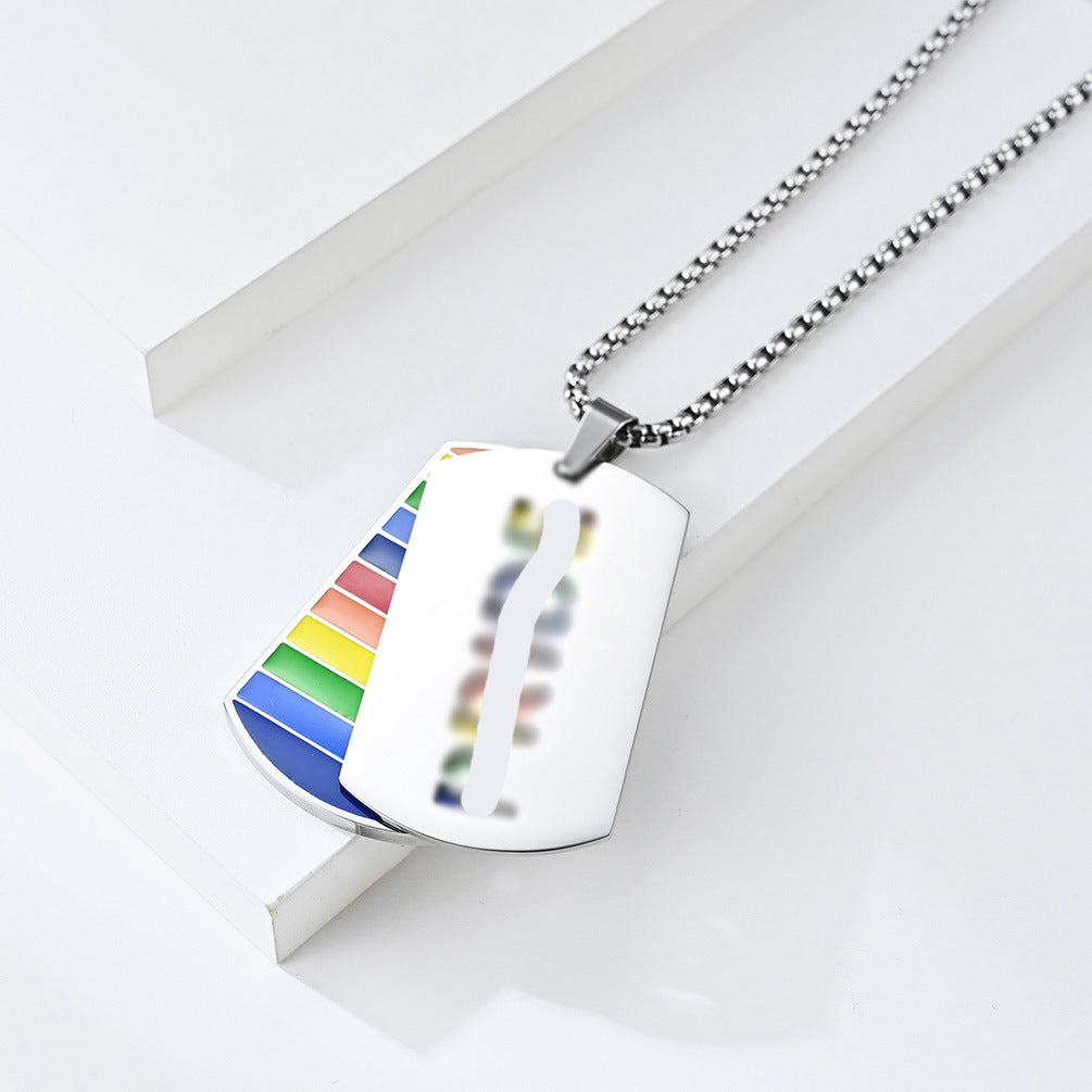 Cross-Border Amazon Rainbow Flag Titanium Steel Pendant Necklace