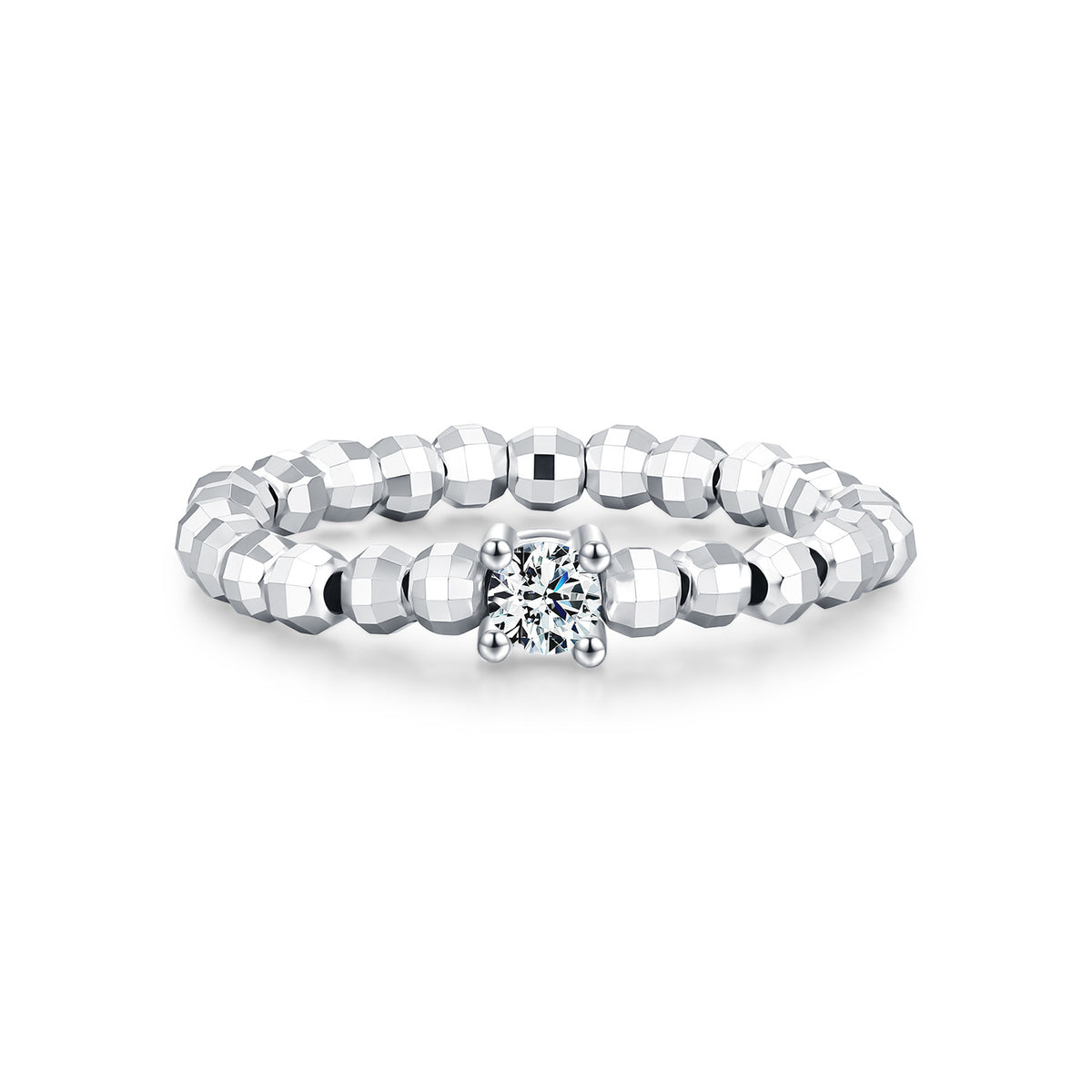 Elastic Beaded Moissanite Ring