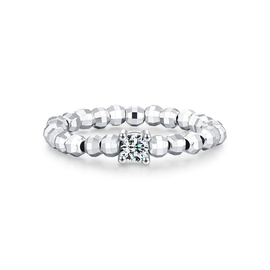 Elastic Beaded Moissanite Ring