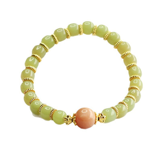 Hetian Jade & Moonstone Bead Bracelet