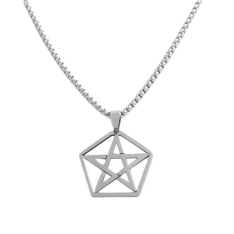 Trendy Men's Personalized Retro Titanium Steel Pentagram Pendant Necklace