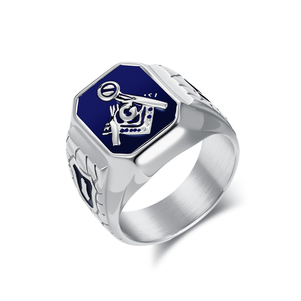 Planderful Masonic Ring for Men Titanium Steel Retro Style