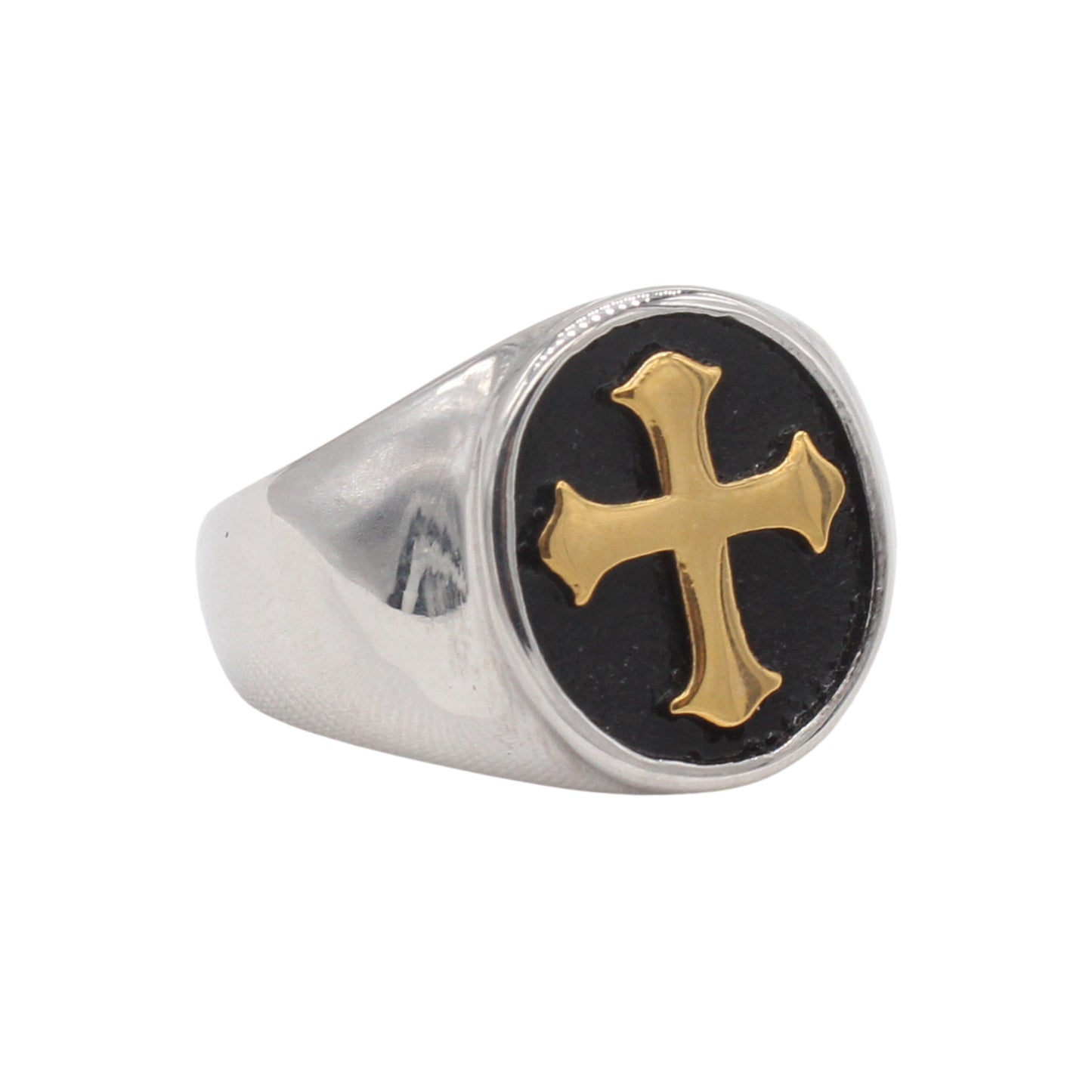 Planderful Jewelry Vintage Cross Mens Titanium Steel Ring With European Inspired Style