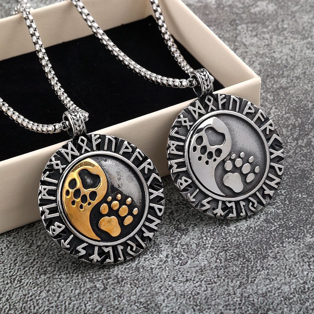 1. Planderful Nordic Viking Necklace With Rune Pendant In Stainless Steel For Men Premium Gift