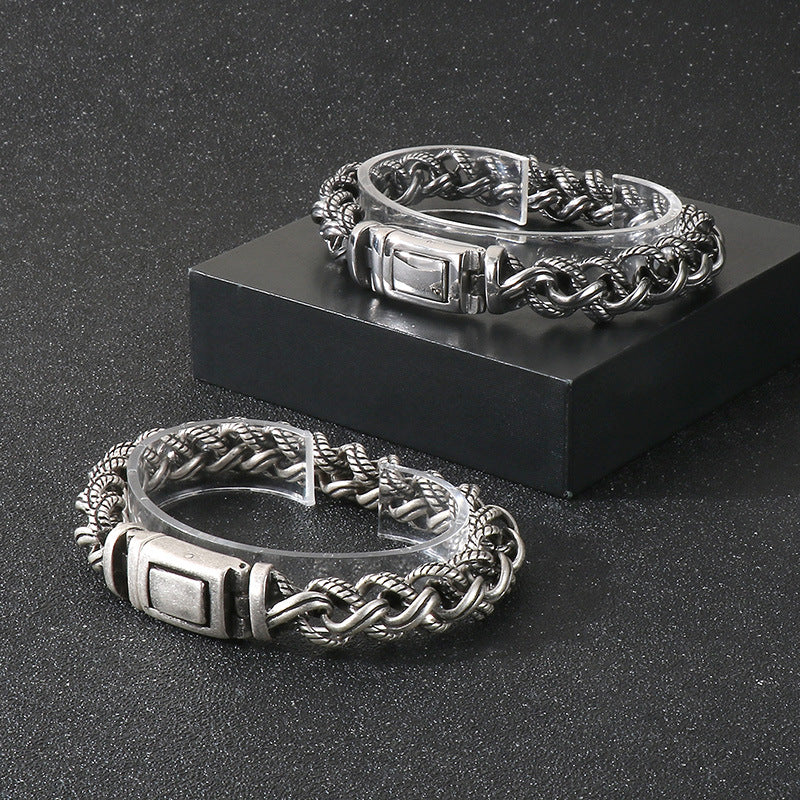 Planderful Mens Bracelet Retro Hipster Titanium Steel