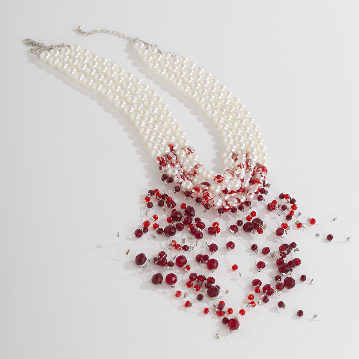 Gothic Pearl Crystal Blood-Drip Choker