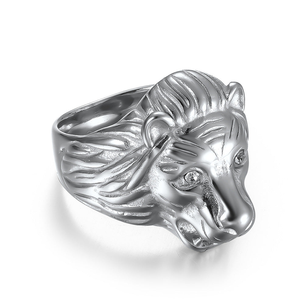 Stainless Steel Men's Lion Head Men's Ring