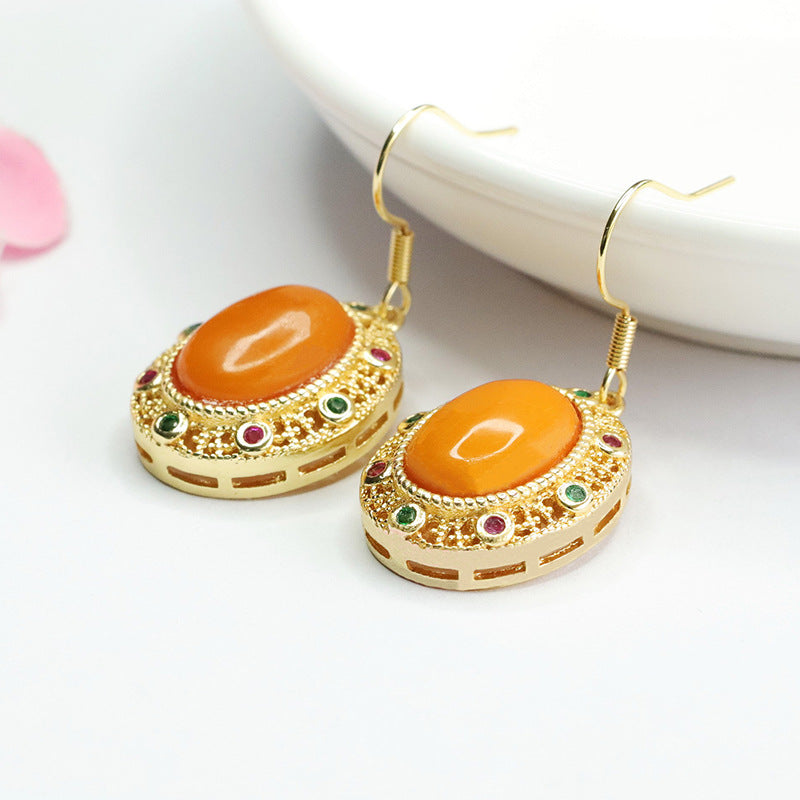 Vintage Beeswax Amber Drop Earrings
