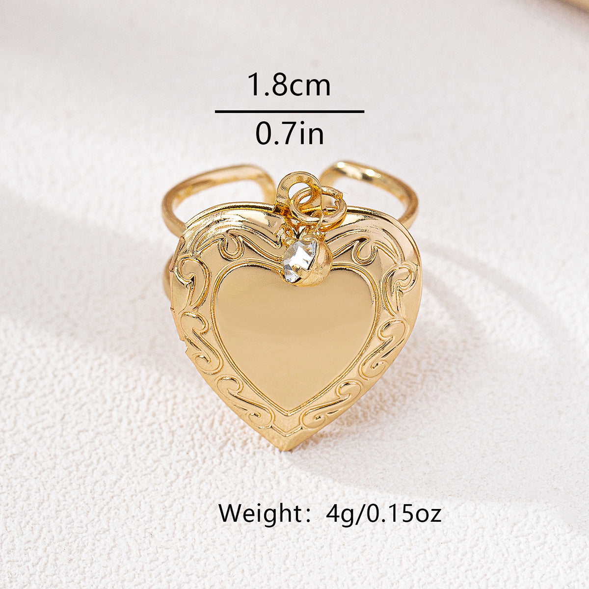 Zircon Love Flip Photo Box Ring for Women by Planderful