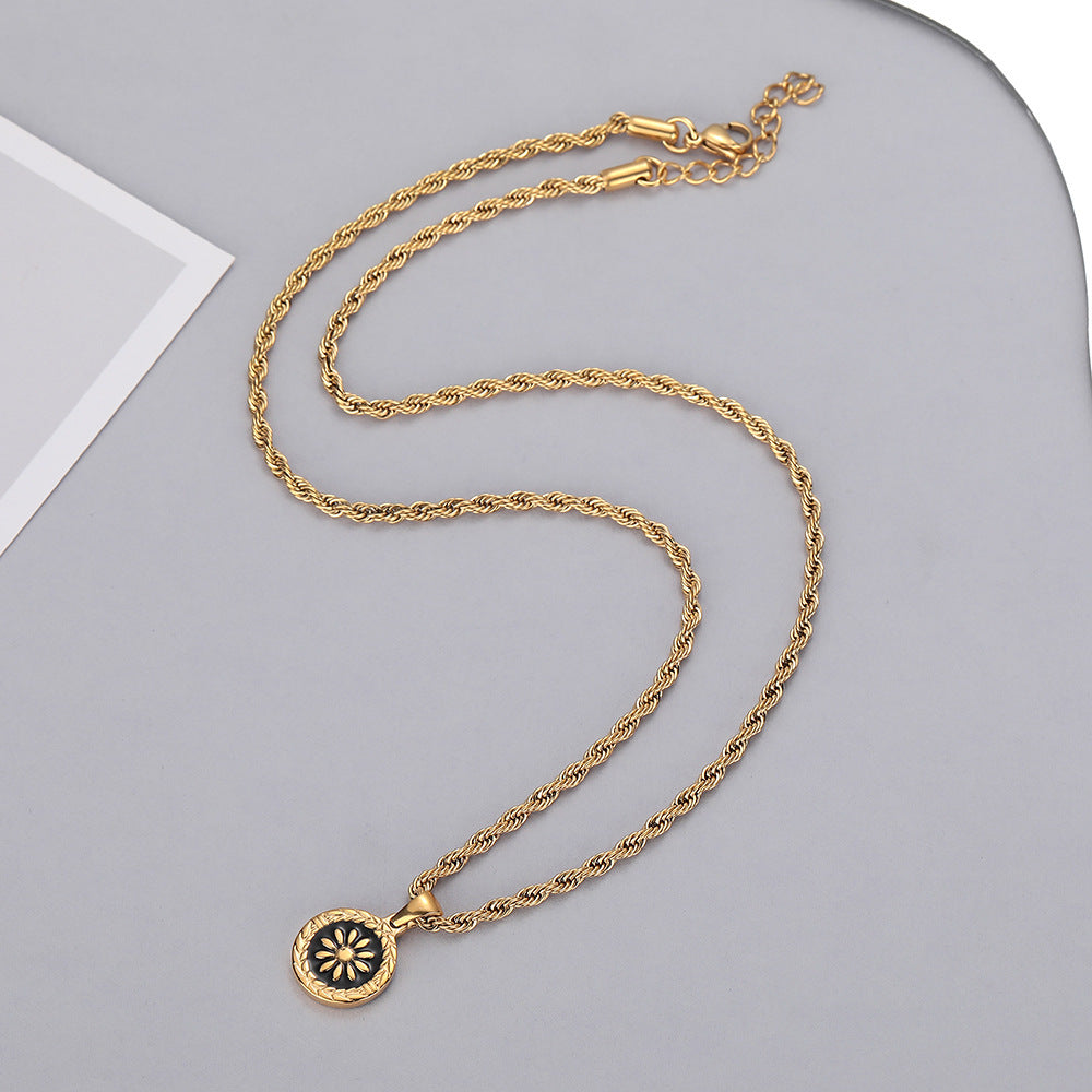 Planderful Jewelry Gold Coin Necklace Stainless Steel