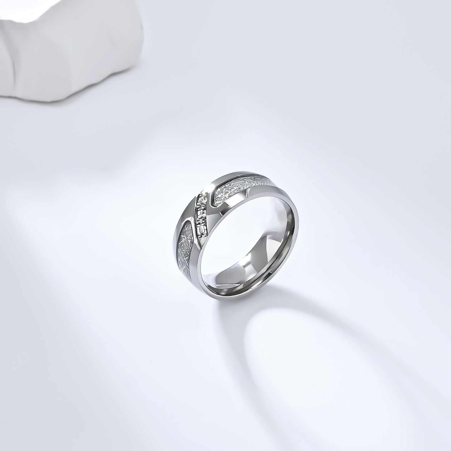 Cross-Border Jewelry Supply Square Zircon Titanium Steel Ring