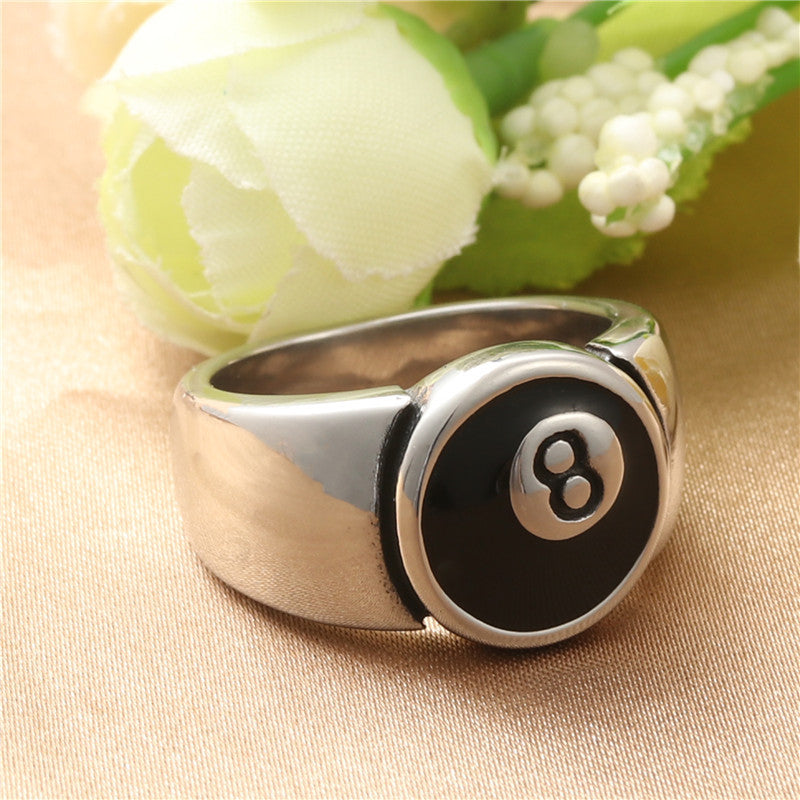 Retro Titanium Steel Billiard 8 Ring for Men and Women - Trendy Stainless Steel Accessory