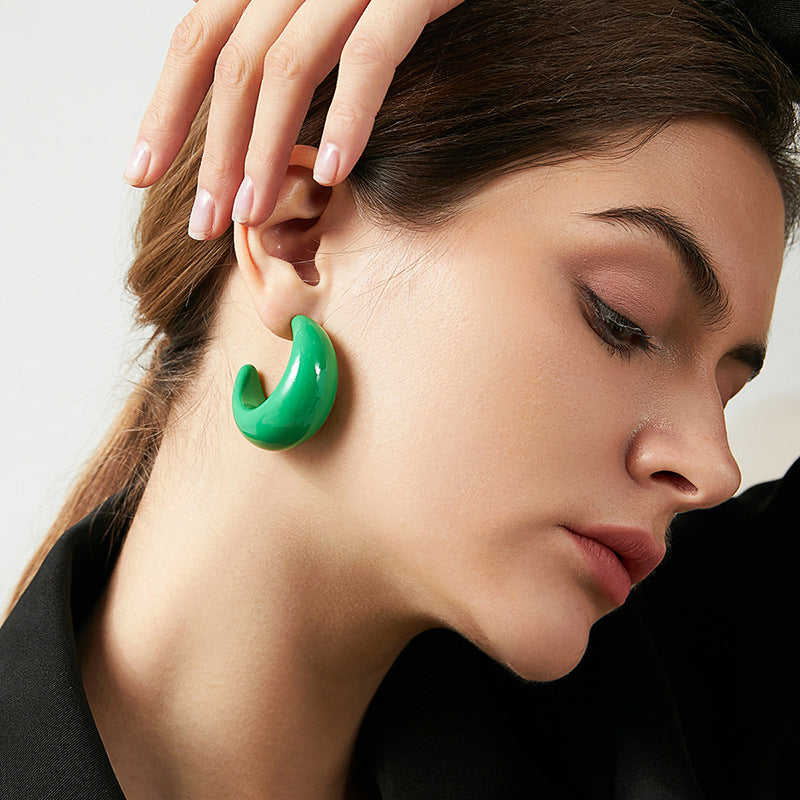 Exaggerated Geometric Earrings with Light Luxury Enamel - Vienna Verve Collection