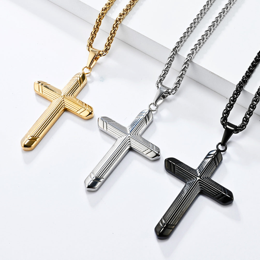 Cold Wind Simple Genderless Cross Necklace Fashionable Wear