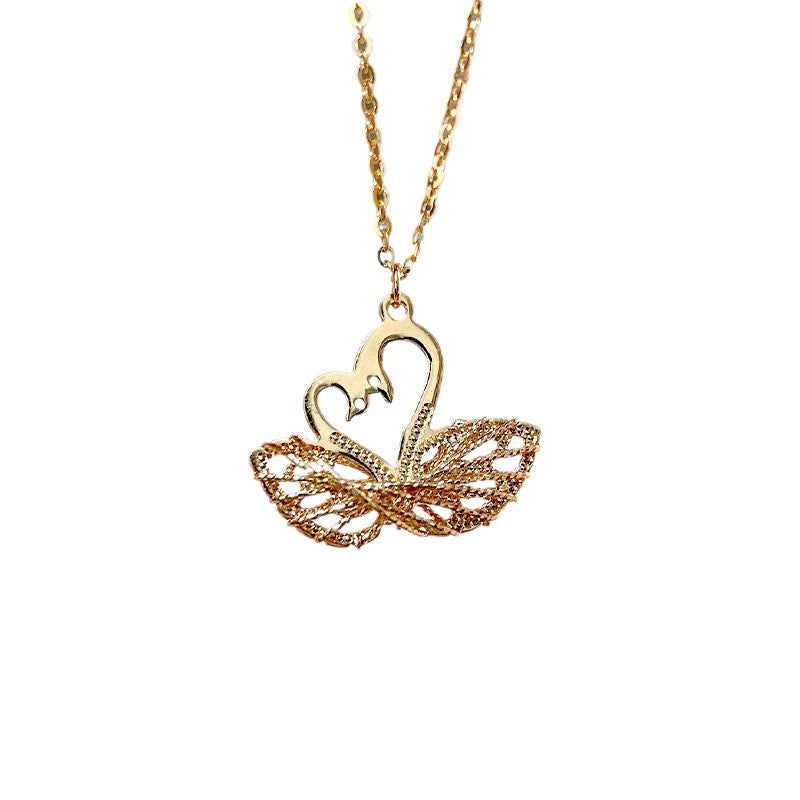 S925 Sterling Silver Swan Necklace Women's Heart Design