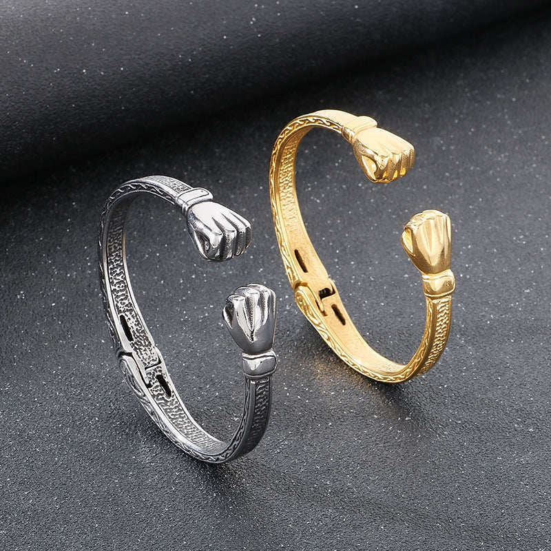 Planderful Genie Retro Men Stainless Steel Boxer Bracelet