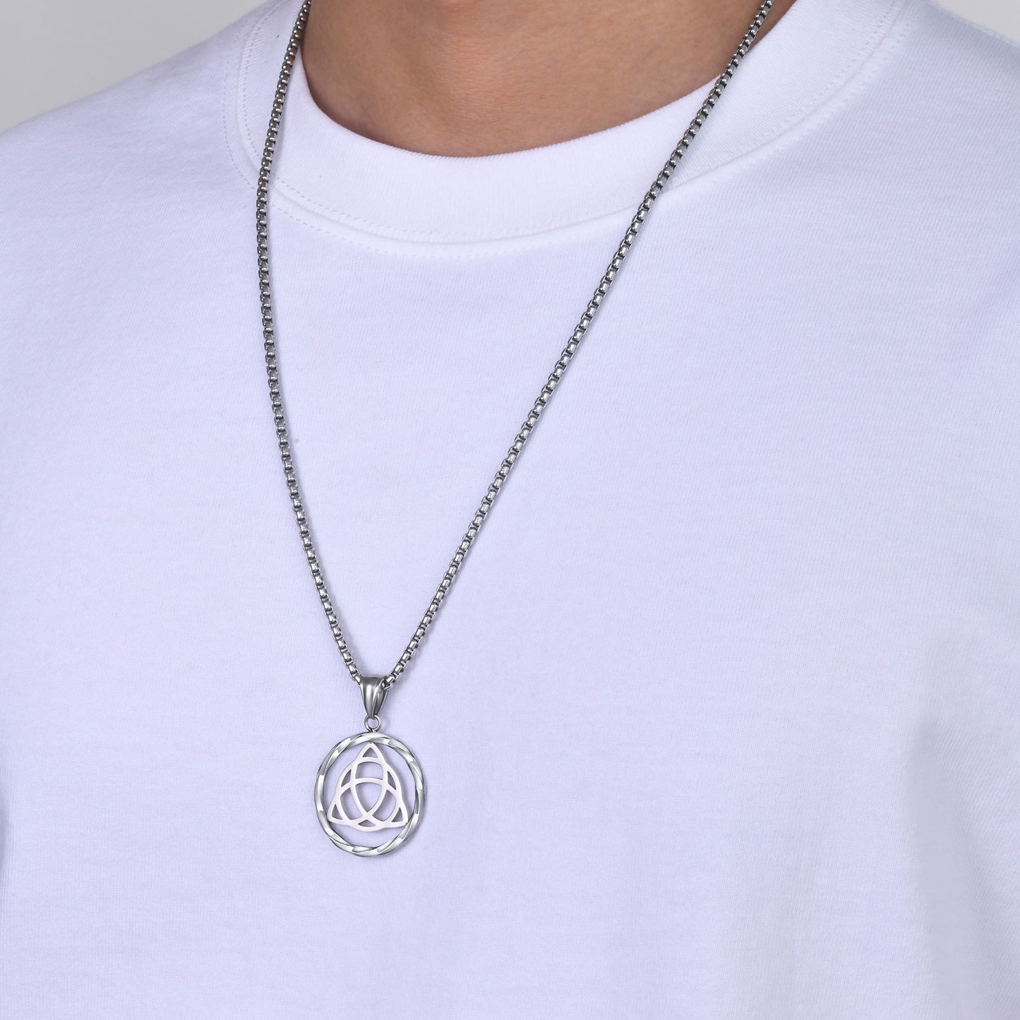 Men's Pendant Necklace Rust Steel Celtic Viking Mobius Symbol