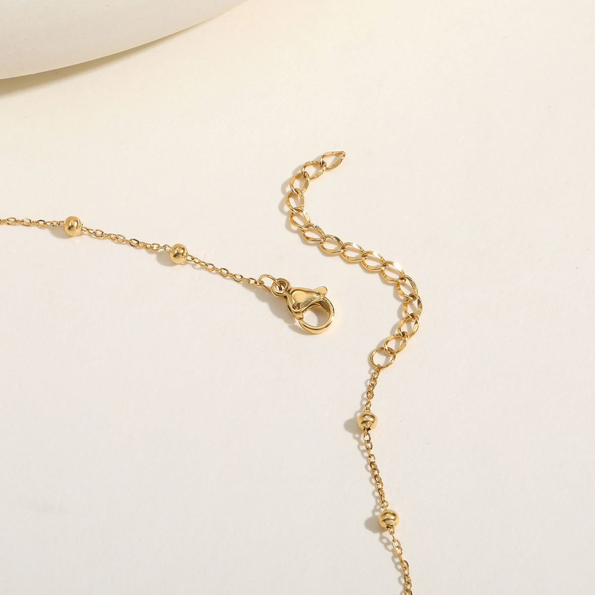 Stainless Steel Bead Chain Y-Shaped Gold Necklace Women's