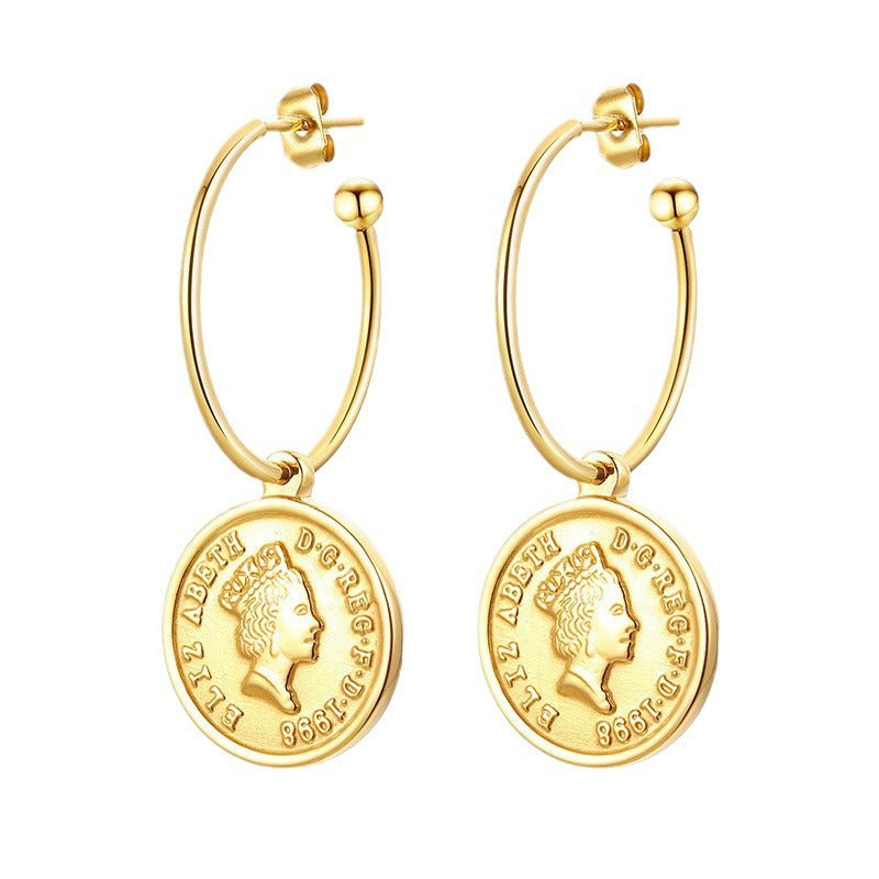 European And American Jewelry Stainless Steel Elizabeth Earrings