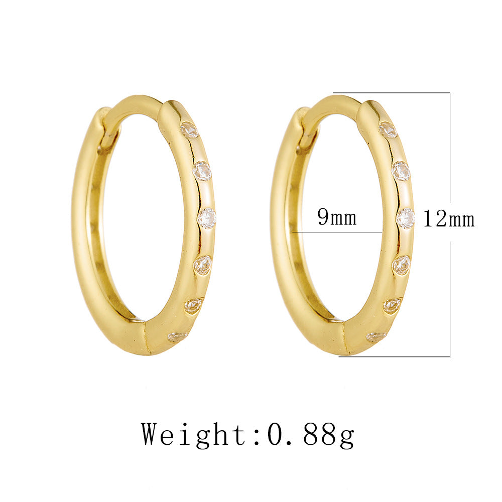 S925 Sterling Silver Zircon Earrings, Ear Buckles,, And Geometric Circle Earrings.