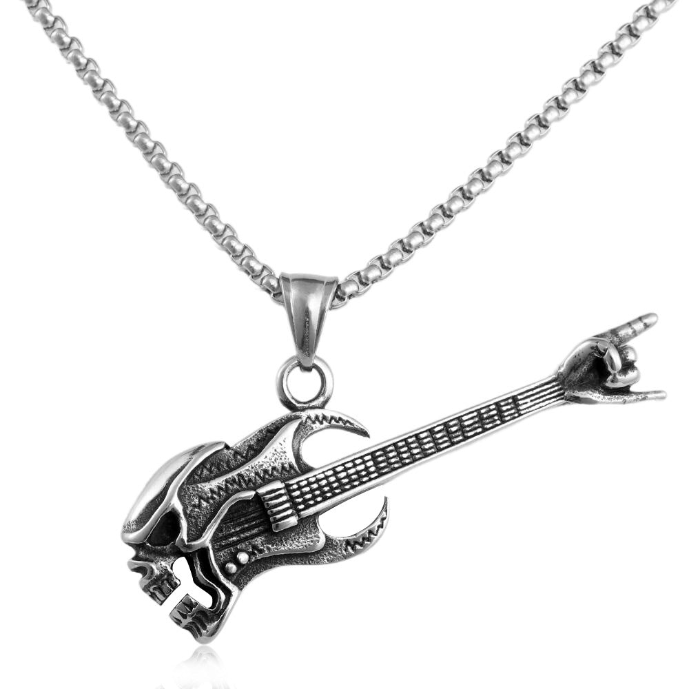 European And American Stainless Steel Rock Skull Pendant