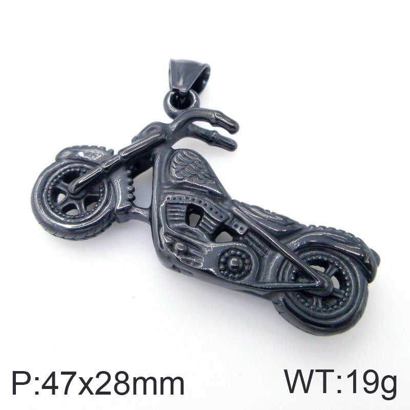 Planderful Skull Motorcycle Pendant For Men Titanium