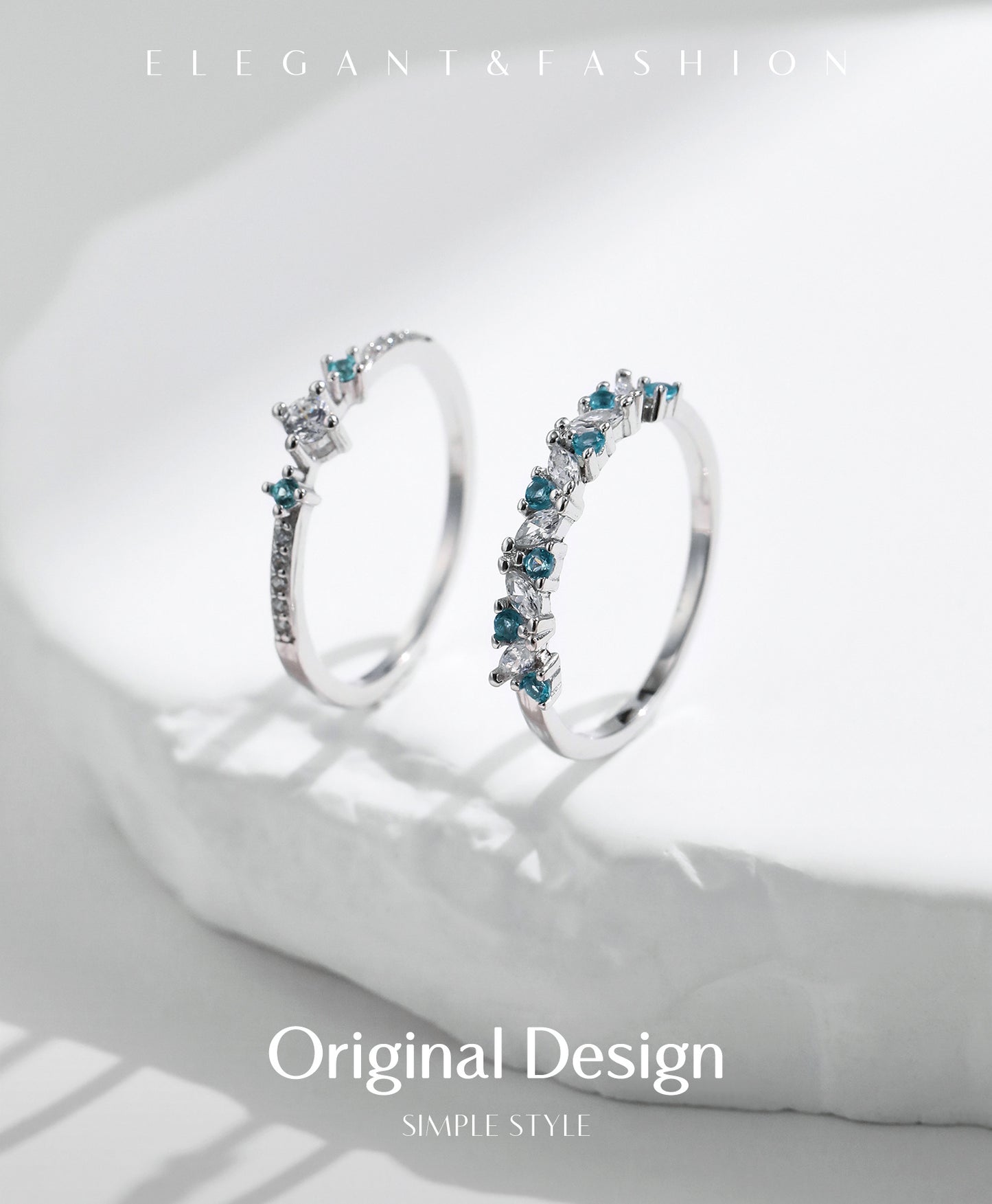 Planderful Everyday Genie Ring – Mint Green Contrasting Colors with Shining Zircon