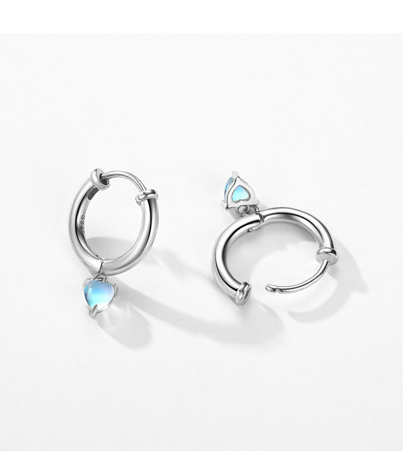 Elegant Japanese and Korean S925 Sterling Silver Moonlight Stone Earrings