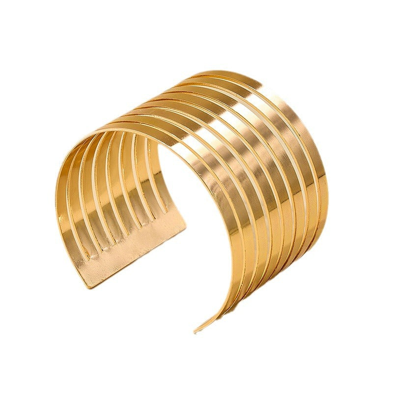 Exaggerated Punk Hip Hop Striped Bracelet for Fashionable Ladies