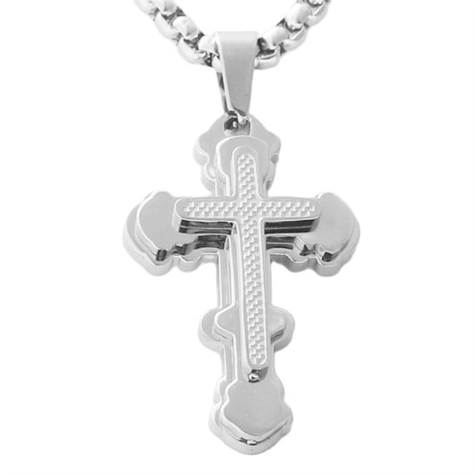 Personalized Retro Titanium Steel Cross Pendant Necklace for Men - Trendy Stainless Steel Design