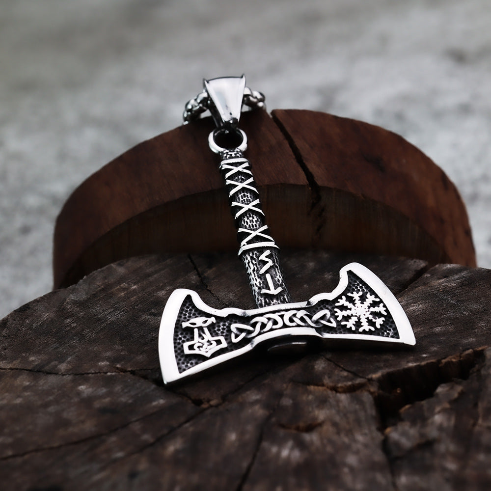 Nordic Retro Stainless Steel Men's Pendant Viking Axe Necklace