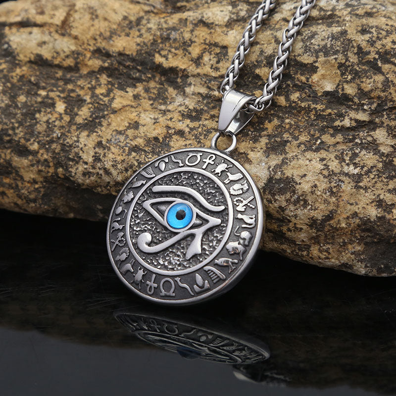 Titanium Steel Eye of Horus Necklace for Men Fashion