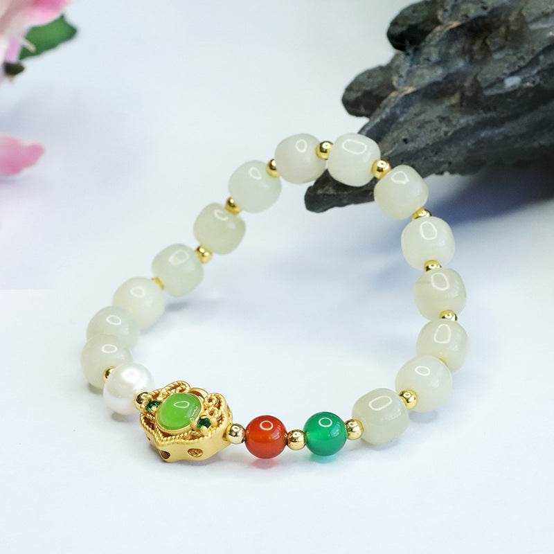 Qingshui Hetian Jade Ruyi Bead Bracelet