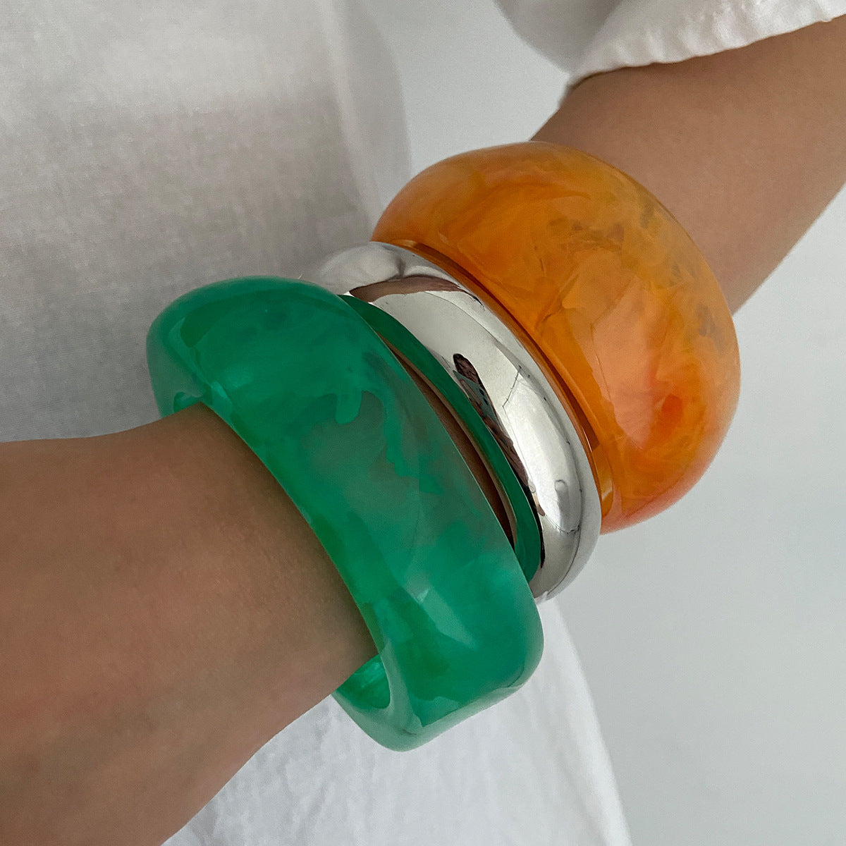 Planderful Vienna Verve Exaggerated Resin Arc Bracelet Statement Irregular Geometric Jewelry for Women