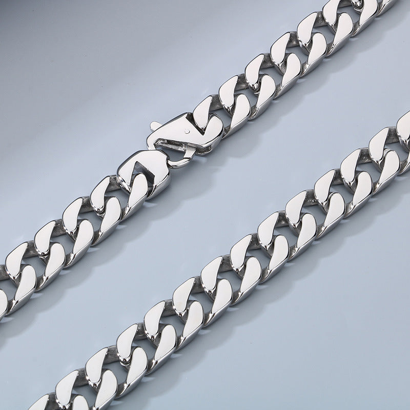 Planderful 15mm Titanium Cuban Chain Necklace For Men